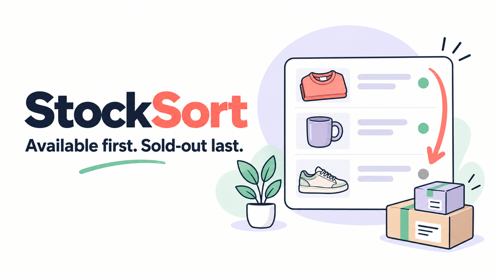 Illustration of available products appearing ahead of sold-out products in a collection